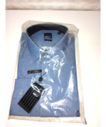 William Rast Men Dress Shirt Steel Blue White striped slim fit 17&quot;-17 .5... - £23.43 GBP
