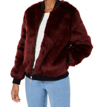 Say What? Juniors Faux Fur Bomber Jacket Color Burgundy Size X-Large - £33.60 GBP