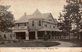 Vintage POSTCARD- Grand View Hotel, CHAIN-O-LAKES, Waupaca, Wisconsin BK65 - £5.45 GBP