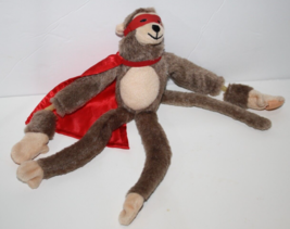 Screaming Plush Monkey 11&quot; Flying Slingshot Hands Red Cape Mask Soft Toy Stuffed - $13.55