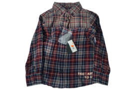 IKKS Boys Children Kids Plaid Button Up Shirt Red Gray Size 4A 102 New w/ Tag - £31.10 GBP