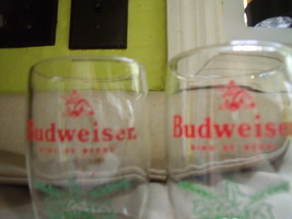 Budweiser Christmas Keg Style Glasses with Holly Trim-Vintage - £22.45 GBP
