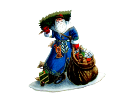 applique SANTA w/blue coat 10x12&quot; decor crafting tulip paints (sew appli... - $2.97