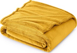 Bedsure Mustard Yellow Fleece Blanket Throw Blanket - Gold - - £20.71 GBP