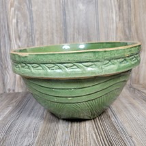 Vintage McCoy Sunburst Crock Bowl Green 9&quot; Yellow Ware - £96.41 GBP