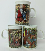 3 Dunoon Scotland Coffee Mug Cup Christmas Cheer Series Santa Party Past - $19.80