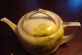 Nippon JAPAN teapot, 5&quot; X8&quot; HANDPAINTED COUNTRY SCENE original - $54.45