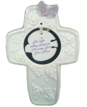 Enesco Baptism Christian Cross 1998 Vtg - In His Light - 5&quot; Ceramic 478741 - £9.37 GBP