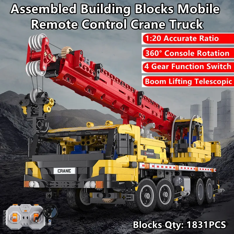 1:20 Boom Lifting Telescopic Remote Control Crane Car Puzzle Learning DIY - £130.48 GBP+