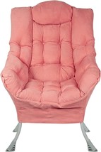 Superrella Modern Soft Accent Chair Pink Single Armchair High Back Lazy Sofa - £149.87 GBP