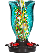 Hummingbird Feeders for Outdoors with Ant Guard, Blown Glass Hummingbird... - £33.77 GBP