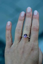 14k rose gold Lavender Sapphire &amp;diamond ring Purple Sapphire Engagement ring - £786.87 GBP