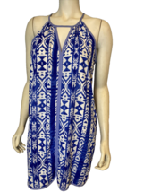 The Impeccable Pig Blue and White Aztec Print Sleeveless Shift Dress Siz... - $18.99