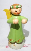 Angel Wooden Collectible Vintage Green Gown Yellow Wings 1968 Xmas Decoration - £26.76 GBP