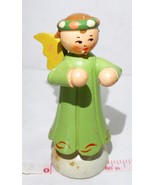 Angel Wooden Collectible Vintage Green Gown Yellow Wings 1968 Xmas Decor... - $33.61