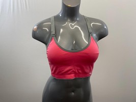 Puma Women&#39;s Pink and Grey Workout athletic Bra Size Large Nylon Blend - $7.92