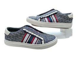 Tory Burch Gemini Jacquard/Calf Leather Slip On Ruffle Sneaker Size 8.5M... - $73.50