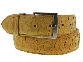 Buttercup Western Cowboy Leather Belt Anteater Pattern Removable Silver Buckle - £23.96 GBP