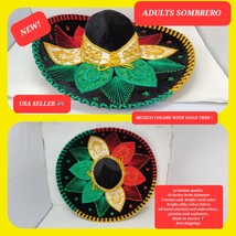 adults black with mexico colors mexican charro sombrero MARIACHI HAT  - £78.17 GBP