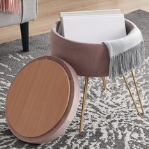 Modern Round Velvet Storage Ottoman Foot Rest Vanity Stool/Seat - £53.08 GBP