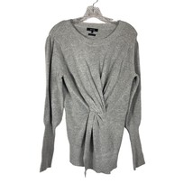 Miss Me Womens Twisted Knit Sweater Size Large Grey Lantern Sleeves Split Front - £16.92 GBP