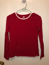 NEW Lands End Women&#39;s Knit Pajama Long Sleeve Red T-Shirt - £6.22 GBP