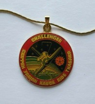 Space Shuttle Challenger Cloisonne Medallion Necklace Vintage NOS Nasa Pendant - £13.29 GBP
