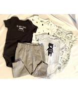 Carters 6 Months Lot 4 Bodysuits Handsome Fella Baby Bear And Gray Pants - £10.67 GBP