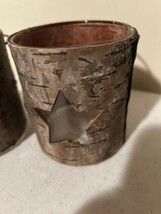 2 rustic wood trim candle holders image 7
