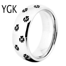 Classic Wedding Ring For Women Jewelry Engagement Silver Tungsten Ring Dog Paw P - £30.94 GBP
