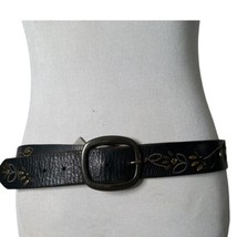 FOSSIL Women&#39;s Floral Embroidered Leather Belt Studs Brown Southwestern Size L - £20.09 GBP