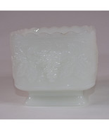 Vintage White Milk Glass Grape Leaf Pattern Small Footed Pedestal 3 3/4”... - $3.99