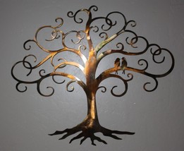 Love Bird Swirled Tree of Life - Metal Wall Art - Copper 28&quot; x 24&quot; - £72.58 GBP