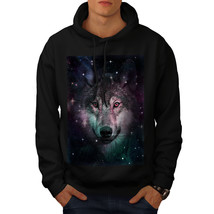 Wellcoda Wolf Space Cosmos Animal Mens Hoodie, Star Casual Hooded Sweatshirt - £25.85 GBP+