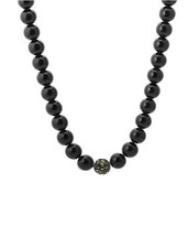 Black Crystal Encrusted Disco Ball 10mm Beads Hip Hop Long Macrame Necklace 27&quot; - £22.77 GBP
