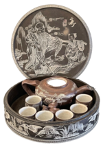 Vintage Chinese Teapot and 6 Sake Cups in Original Ceramic Box - £310.61 GBP