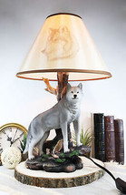 Alpha Gray Wolf Twilight Lone Hunter Wildlife 20&quot;H Desktop Table Lamp Decor - £71.13 GBP