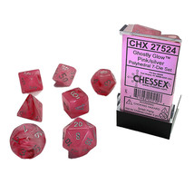 Ghostly Glow Chessex Polyhedral 7-Die Set (Pink/Silver) - £20.51 GBP