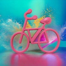 Vintage 70s Open Work Bike Pin Bicycle Brooch Pink Plastic Whimsical 80s Kitsch - £11.30 GBP