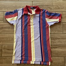 Vintage Polo Ralph Lauren Polo Shirt Multi-color Striped Rainbow Colorful Medium - £23.48 GBP