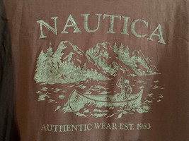 NWOT - Nautica Authentic Wear Adult Size 2XL Brown Long Sleeve Double-Sided Tee - £14.91 GBP