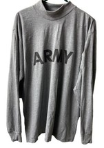 US Army Mens Size L Mock Neck Long Sleeved Off Grey Tee Shirt - £13.46 GBP