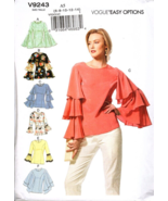 Vogue V9243 Misses 6 to 14 Casual Long Sleeve Tops Uncut Sewing Pattern - £14.57 GBP
