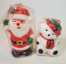 Robert Alan Novelty Candles Handpainted Foam Wax Santa and Teddy Bear Christmas - £14.23 GBP