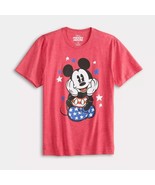 Mickey Mouse Men&#39;s size LARGE Red White &amp; Blue Stars &amp; Stripes Graphic Tee - $281.60 MXN