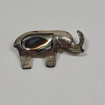 Vintage Lucky Elephant Carved Abalone Shell 925 Sterling Silver Pendant  - £15.15 GBP