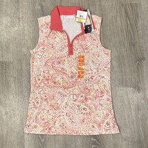 NEW Rafaella Sleeveless Polo Golf Shirt Paisley Pink Womens Size M $49 Retail - £17.34 GBP