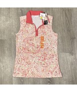 NEW Rafaella Sleeveless Polo Golf Shirt Paisley Pink Womens Size M $49 R... - $21.89