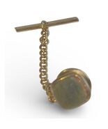 Vintage Tie Tack Tie Pin: Green Stone Square Gold Tone Border - $24.74