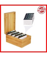 Elegant Bamboo Index Card Holder - 4x6 Wooden Business Organizer with A-... - $81.25 CAD